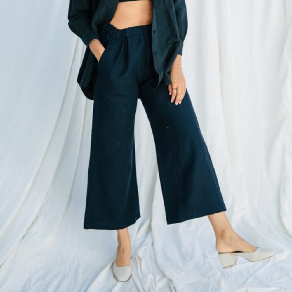 Ozma Crop wide leg pants in brushed linen medium